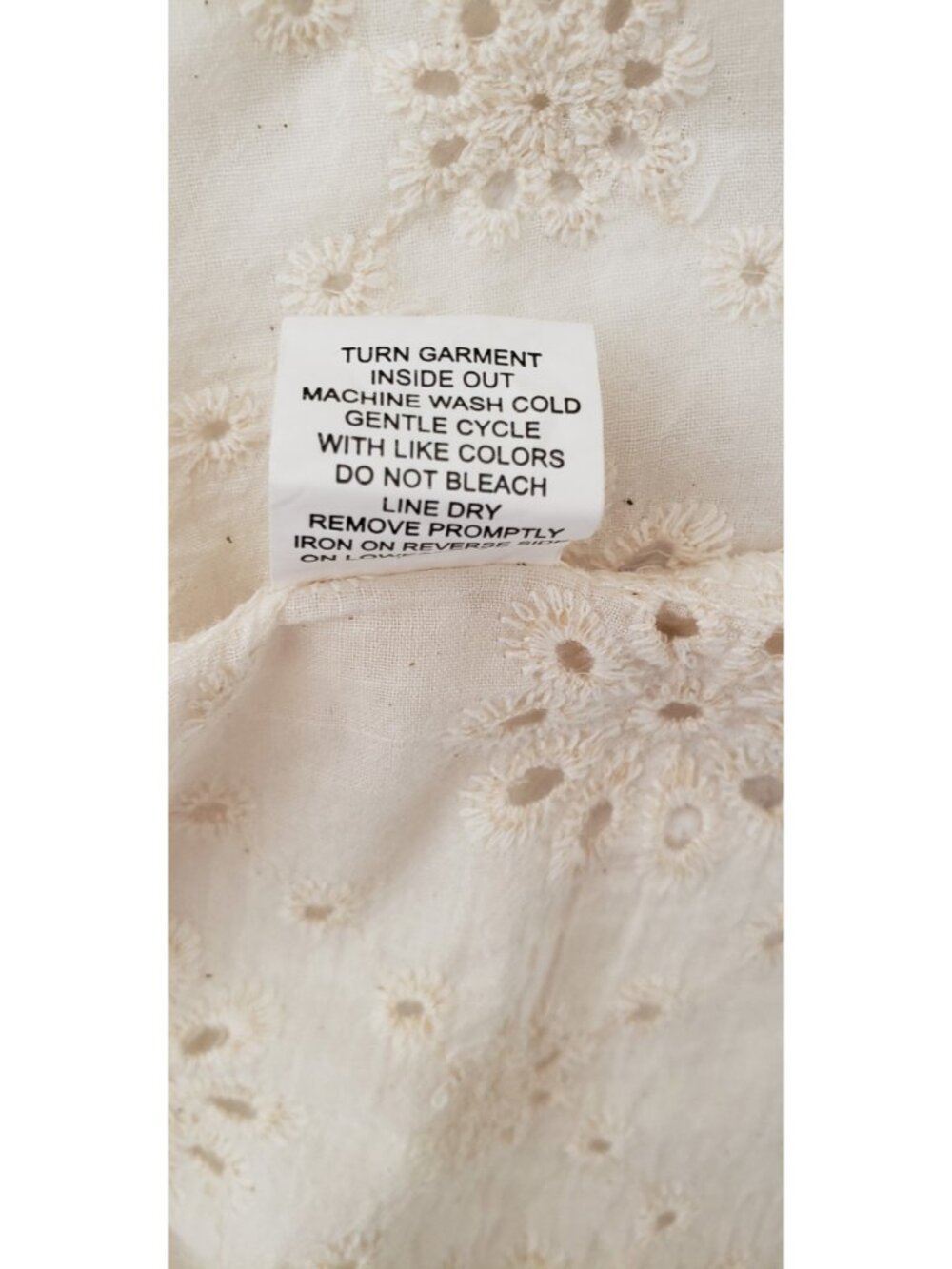 NY COLLECTION  IVORY EYELET BUTTON FRONT BLOUSE SHIRT LARGE - Picture 8 of 9